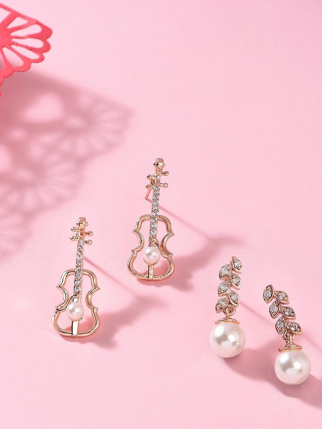 

Zaveri Pearls Rose Gold Contemporary Drop Earrings