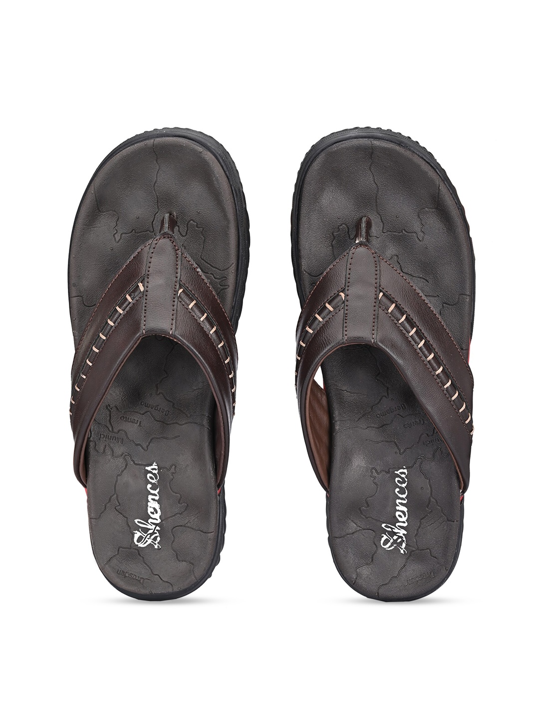 

SHENCES Men Brown & Black Comfort Sandals