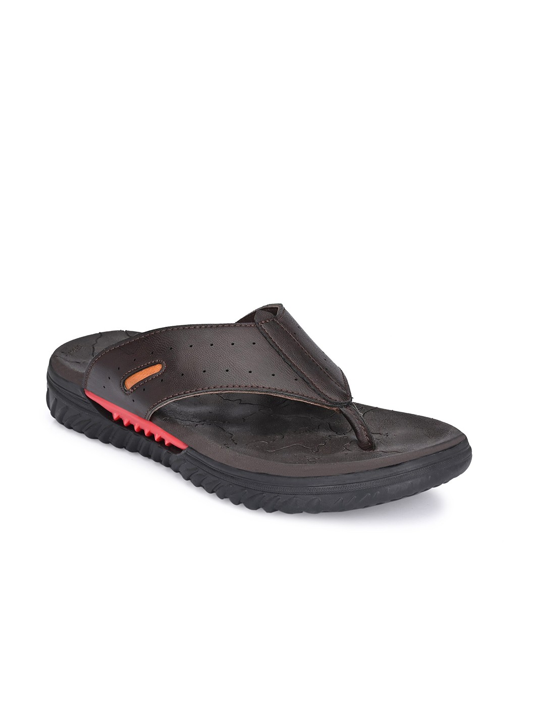 

SHENCES Men Brown Faux Leather Comfort Casual Sandals