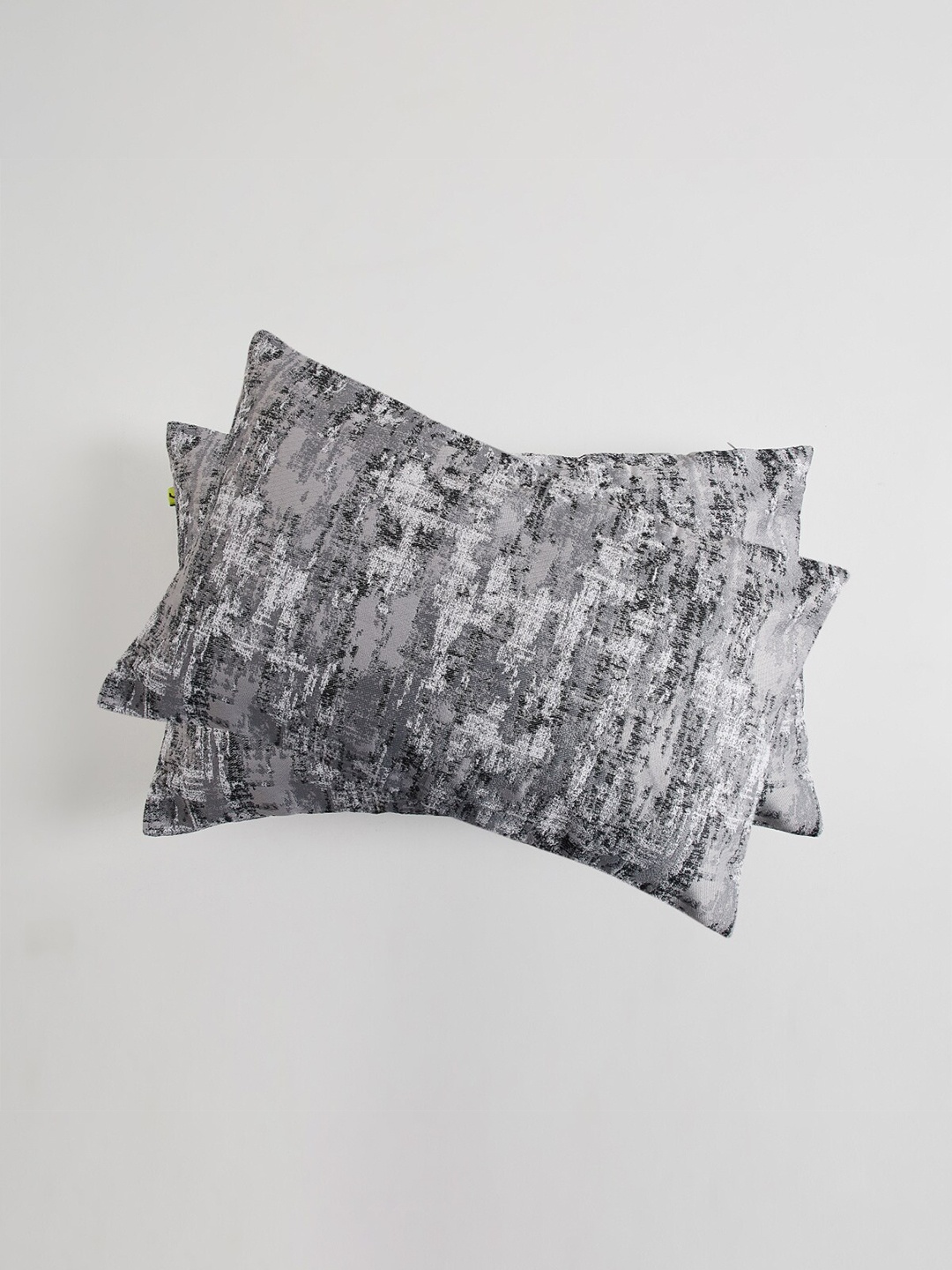 

Home Centre Set Of 2 Grey Jacquard Woven Designed Rectangle Cushion Cover