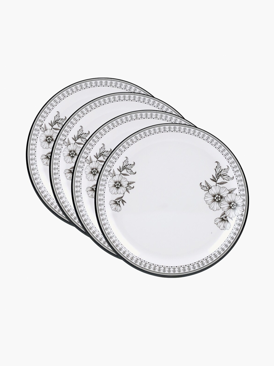 

Home Centre Set of 4 White Printed Melamine Dinner Plates