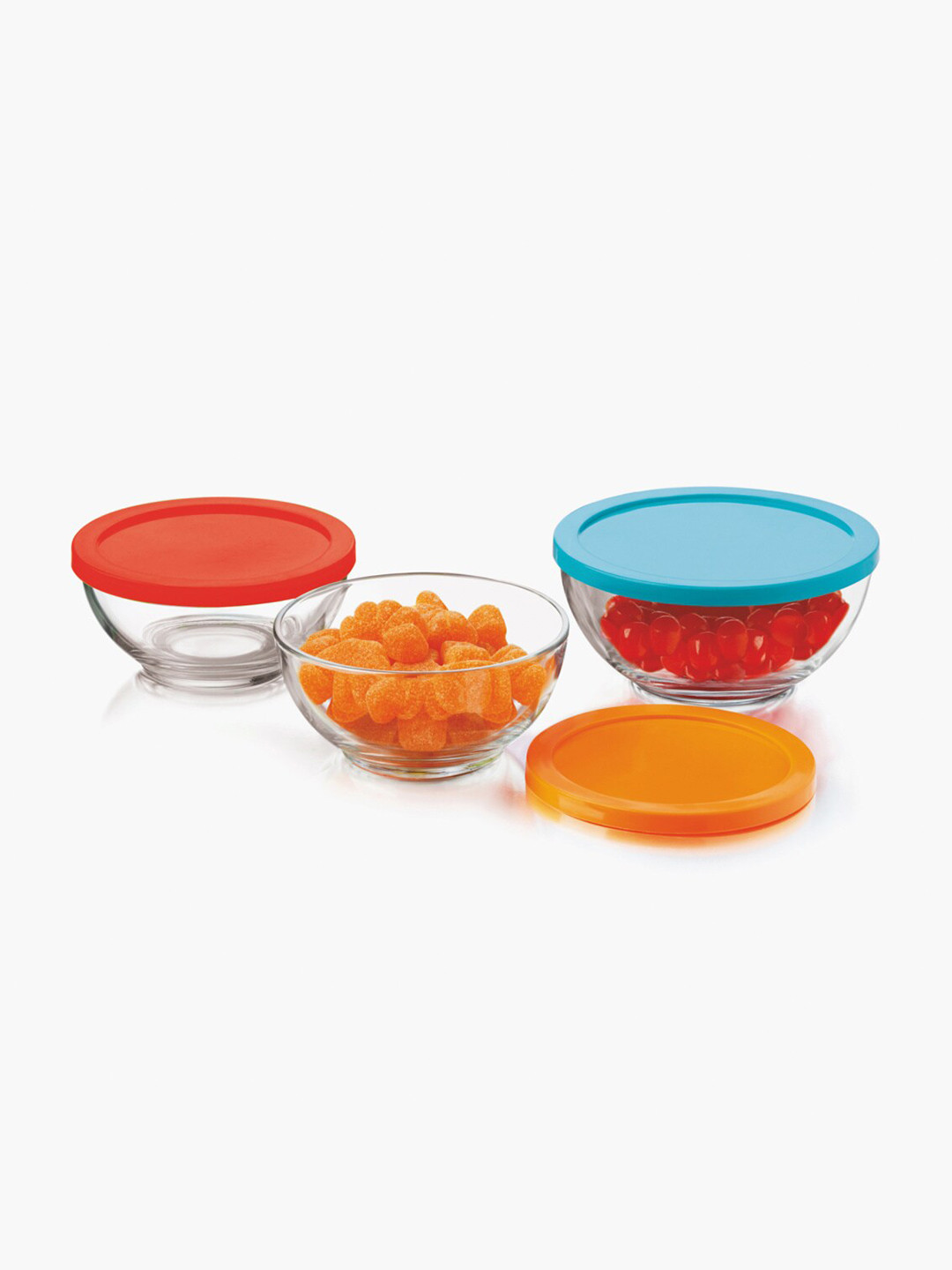 

Home Centre Set of 3 Transparent Glass Bowls with Lid