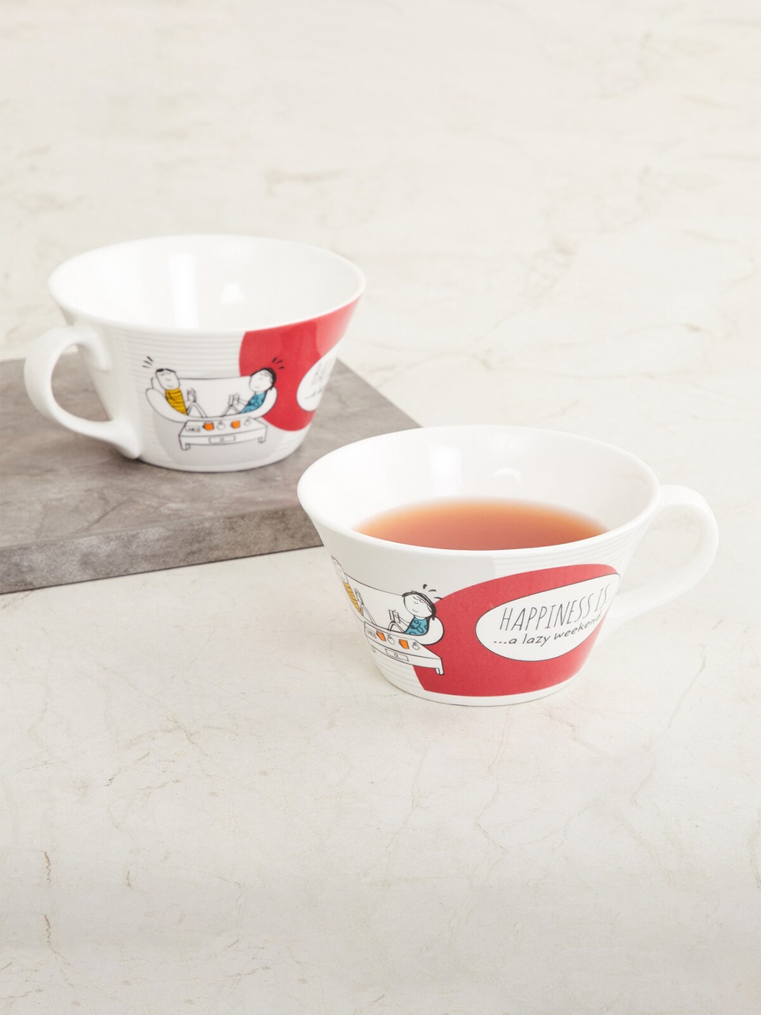 

Home Centre Set of 2 Multicolor Printed Bone China Soup Bowls, Multi