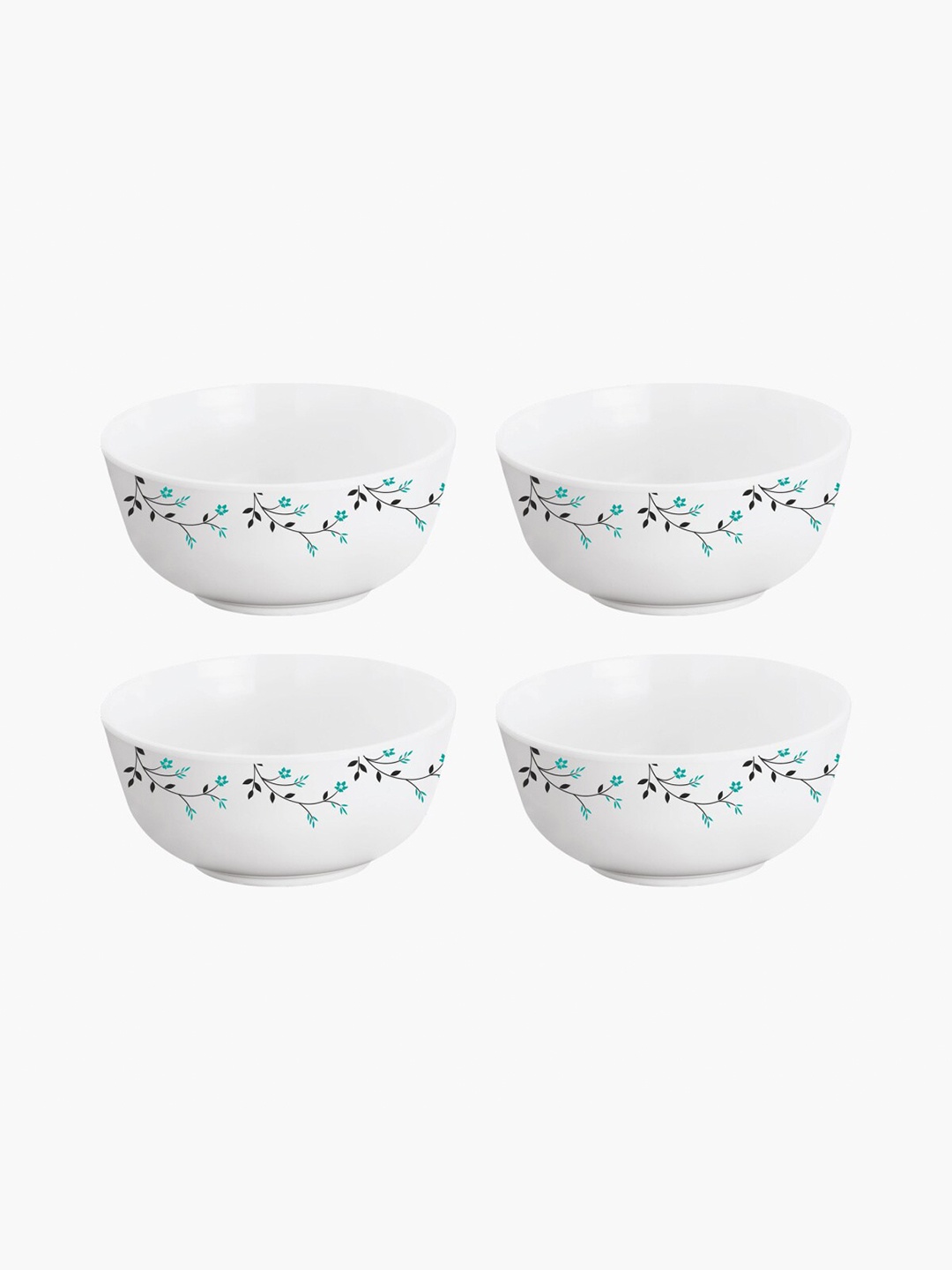 

Home Centre Set of 4 White Printed Melamine Cereal Bowls