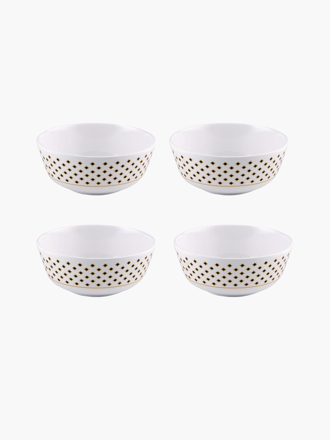 

Home Centre Set of 4 White Printed Melamine Cereal Bowls