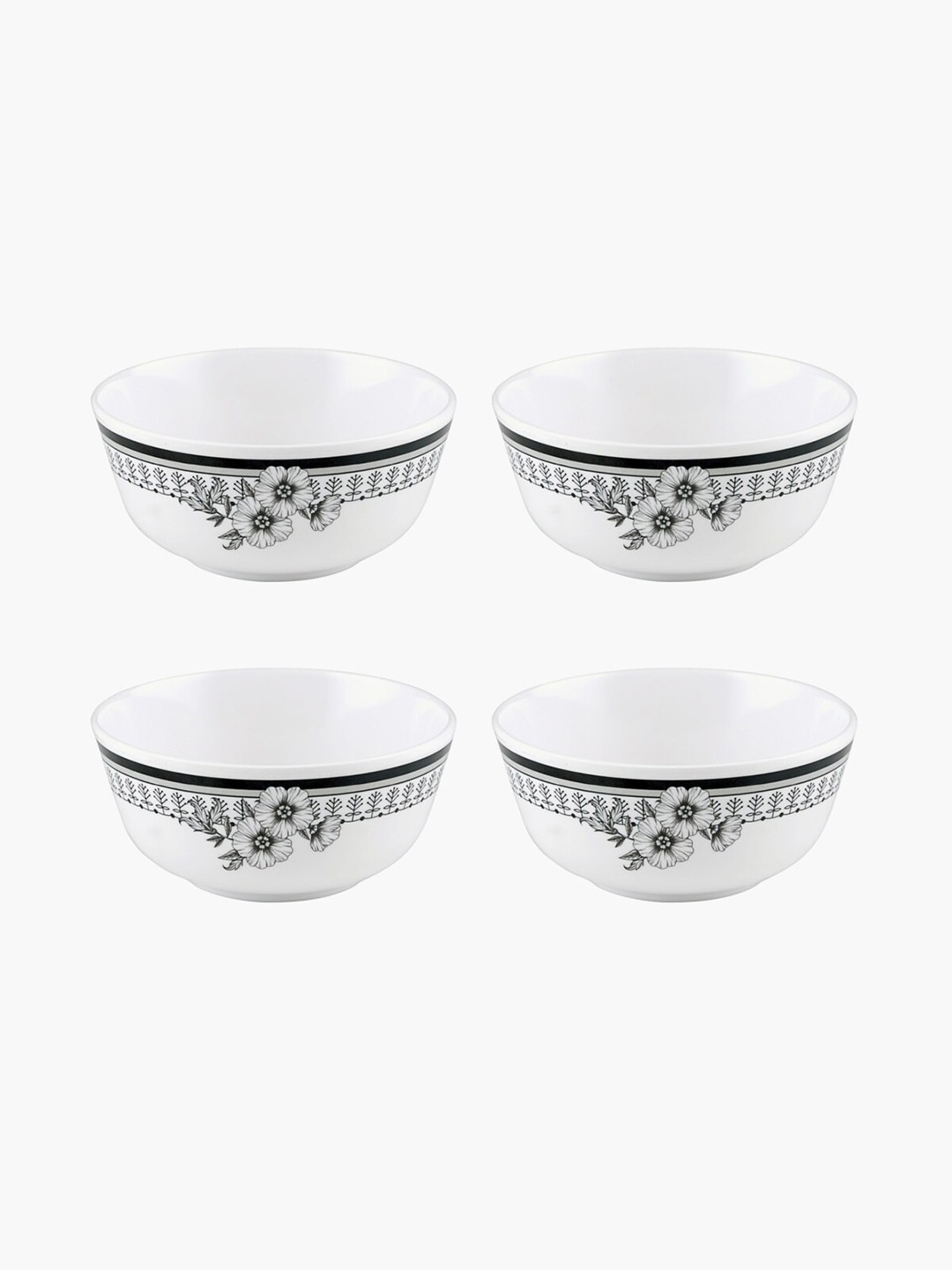 

Home Centre Set of 4 White Printed Melamine Katori