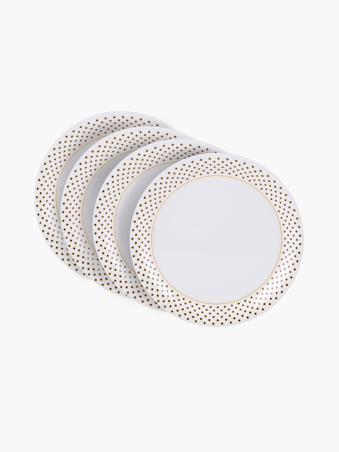 

Home Centre Set of 4 White Printed Melamine Dinner Plates