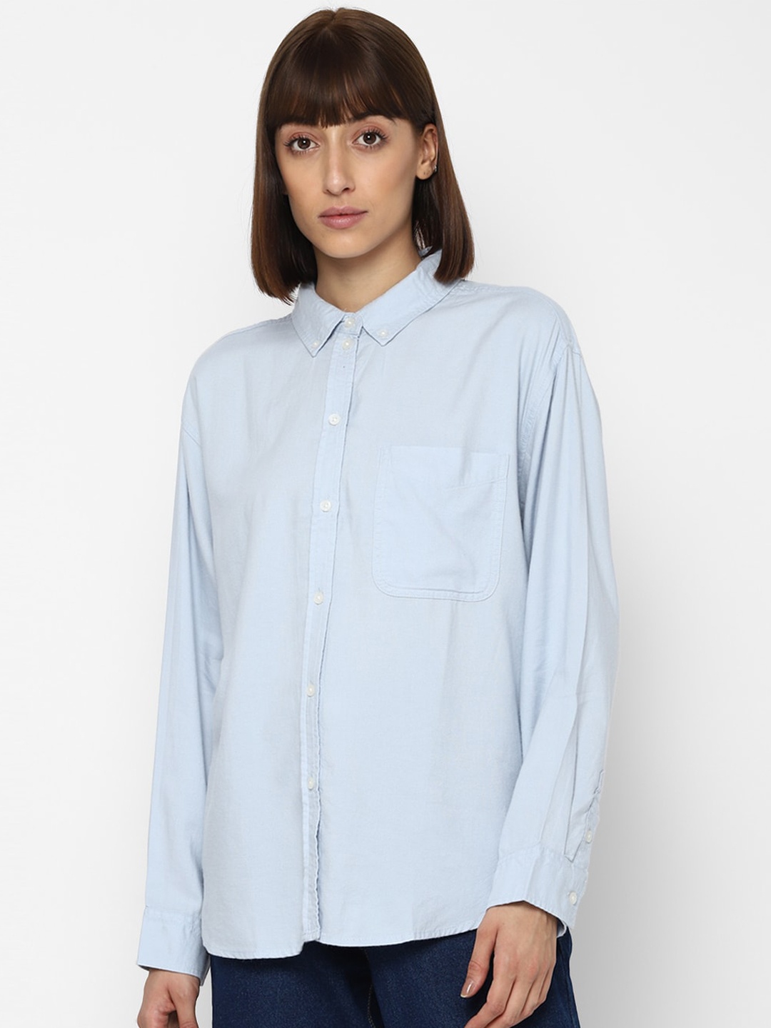 

AMERICAN EAGLE OUTFITTERS Women Blue Opaque Casual Shirt