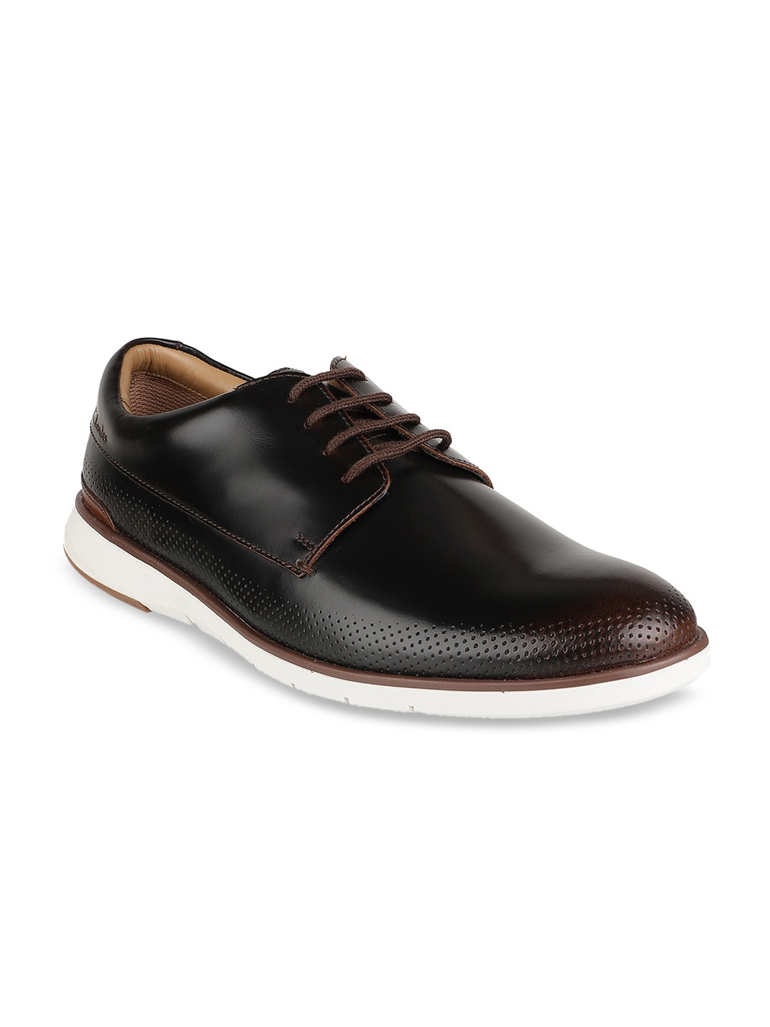 

Clarks Men Brown Perforations Leather Derbys