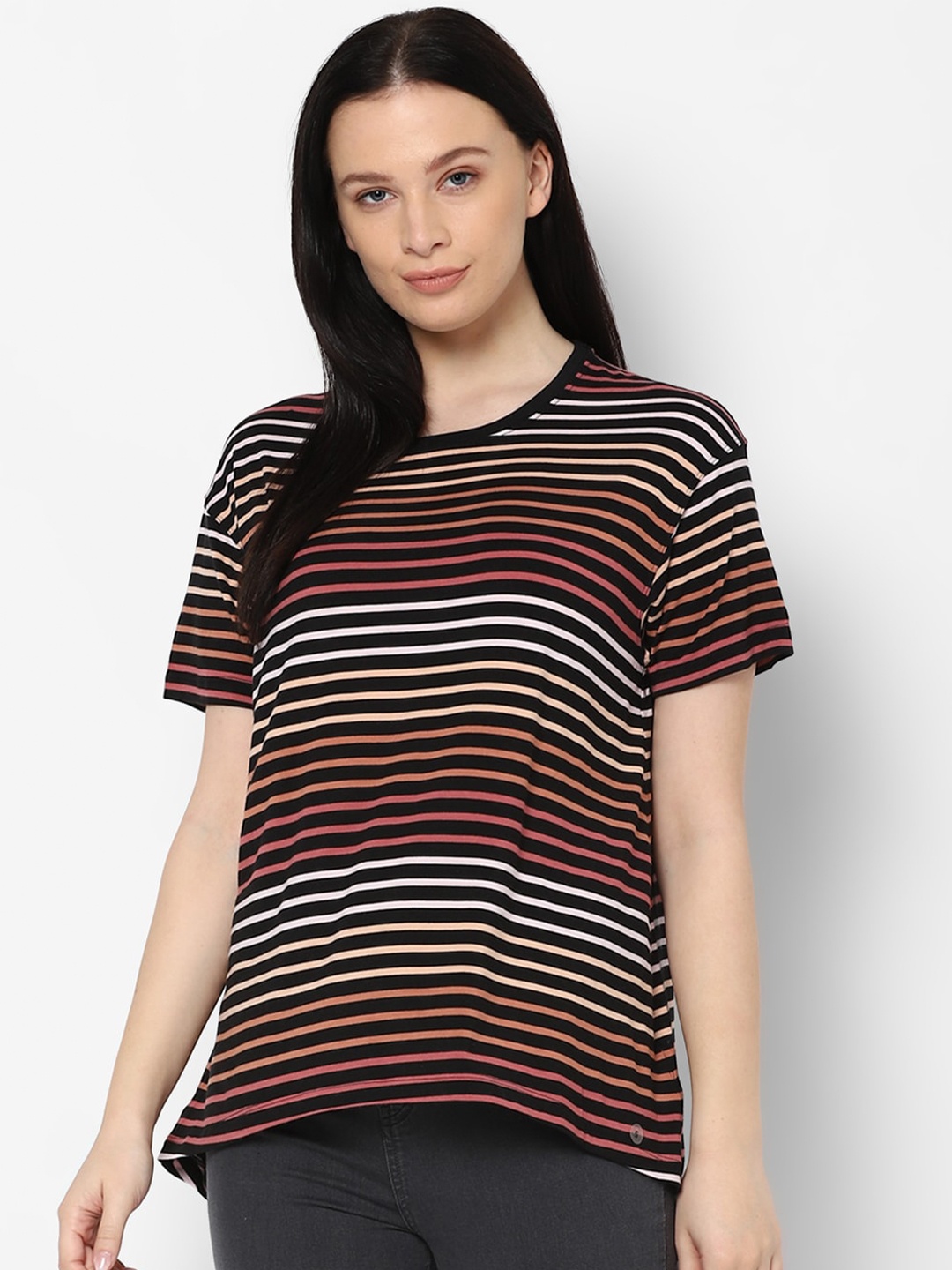 

AMERICAN EAGLE OUTFITTERS Women Multicoloured Striped T-shirt, Multi