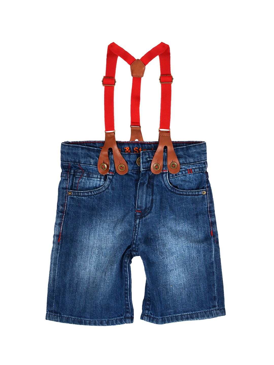 

TALES & STORIES Boys Blue Washed Slim Fit Cotton Denim Shorts