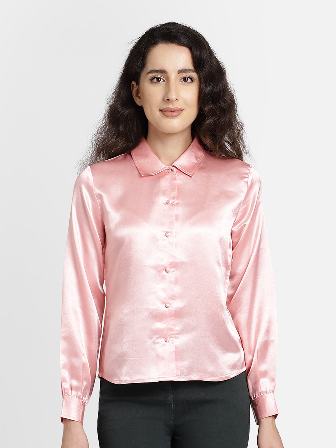 

Yaadleen Peach-Coloured Shirt Style Top