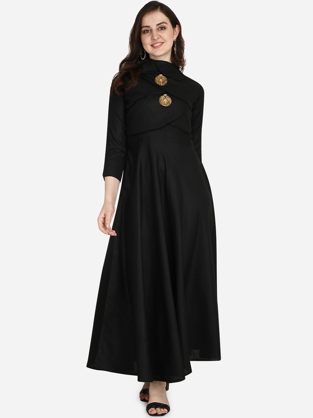 

OM SAI LATEST CREATION Women Black Anarkali Kurta