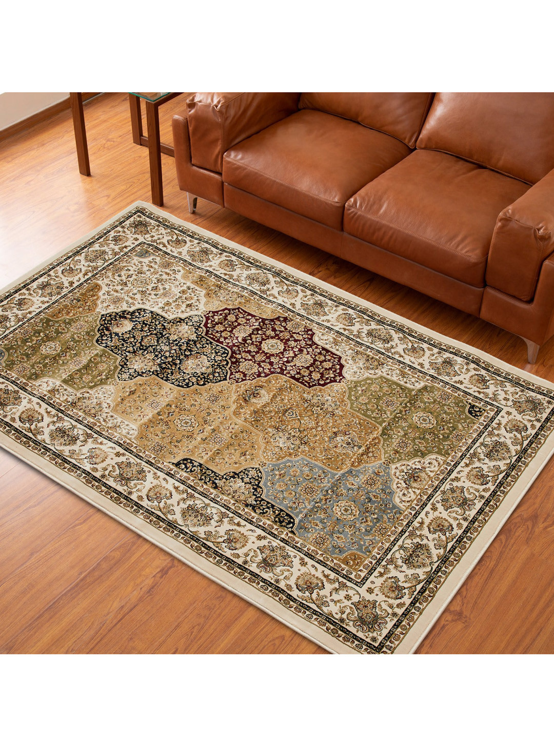 

Home Centre Beige & Brown Geometric Printed Anti-Skid Carpet