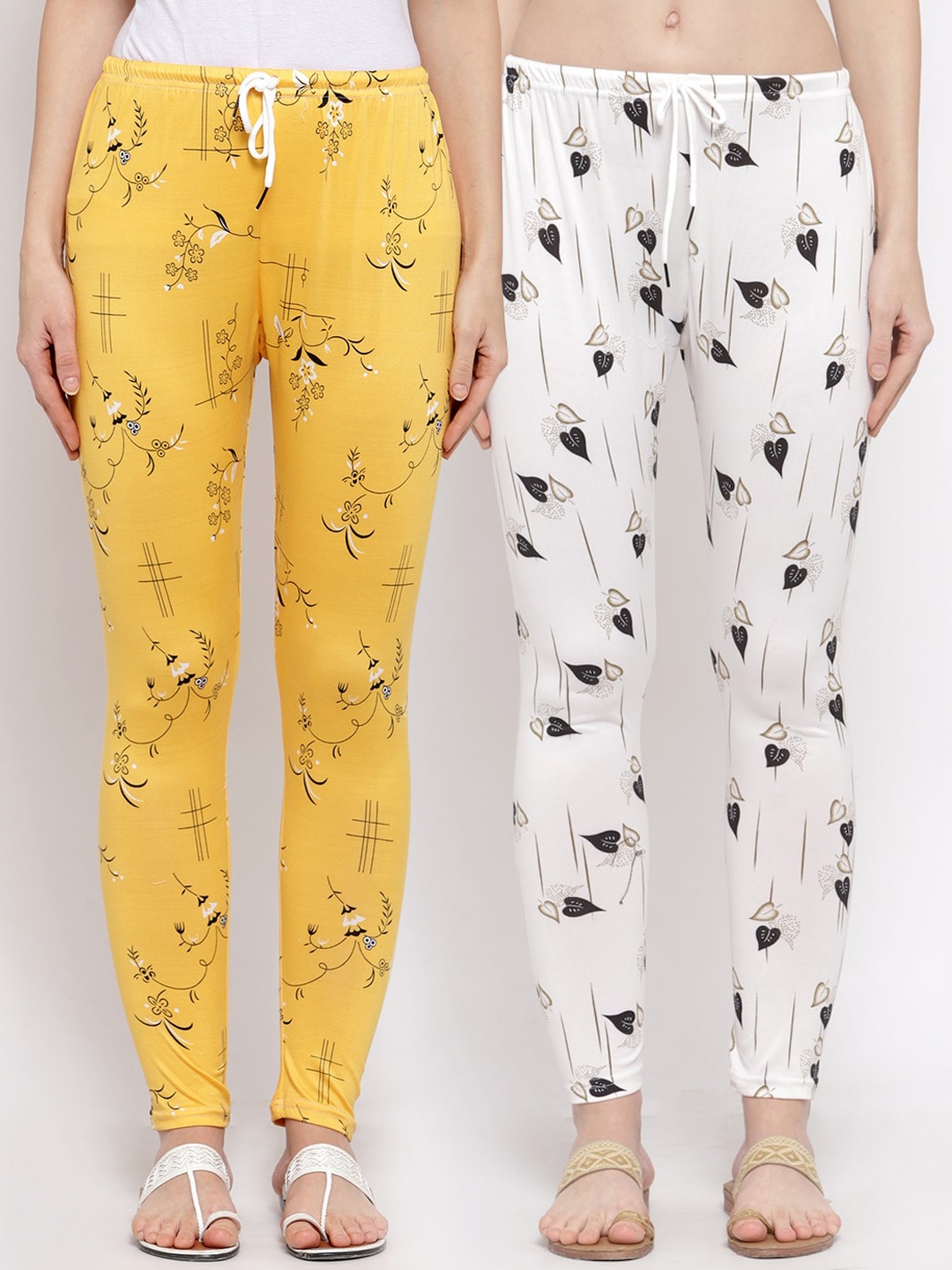 

KLOTTHE Women Pack of 2 Printed Leggings, White