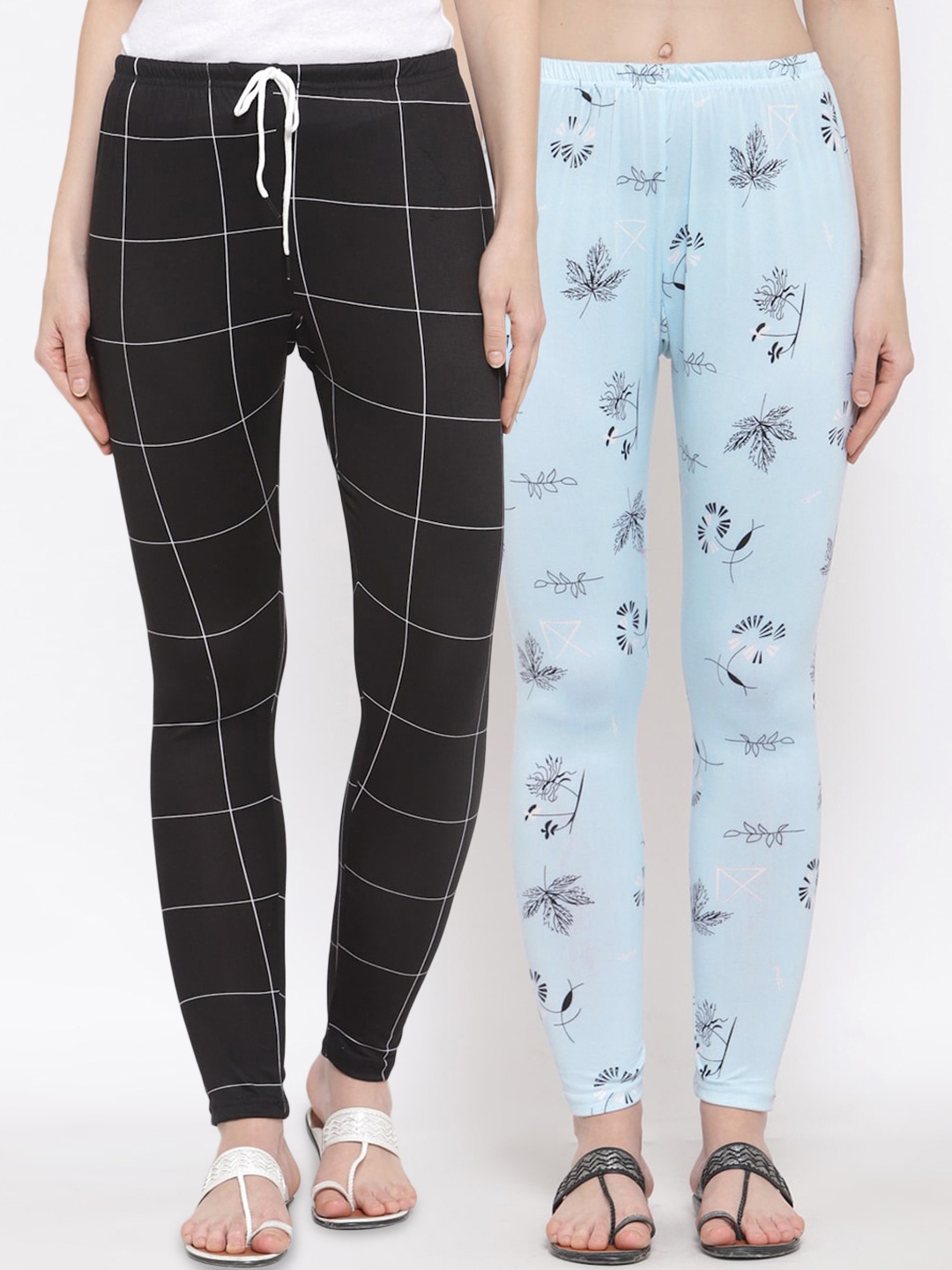 

Klotthe Women Black & Blue Pack of 2 Printed Leggings