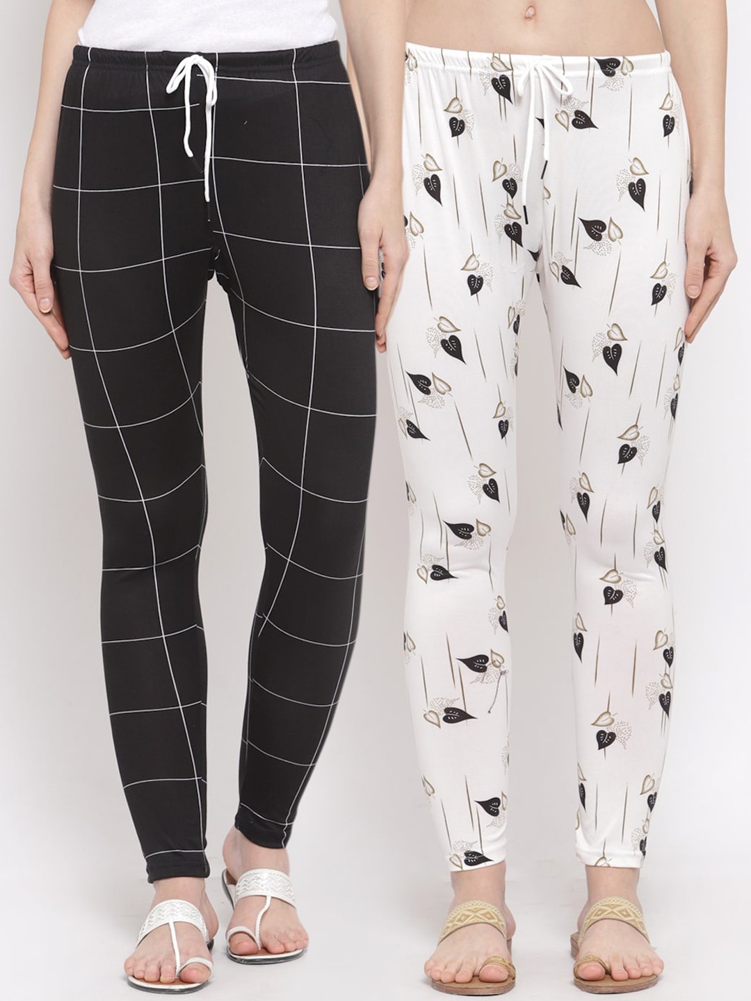 

KLOTTHE Women Pack of 2 Printed Leggings, Black