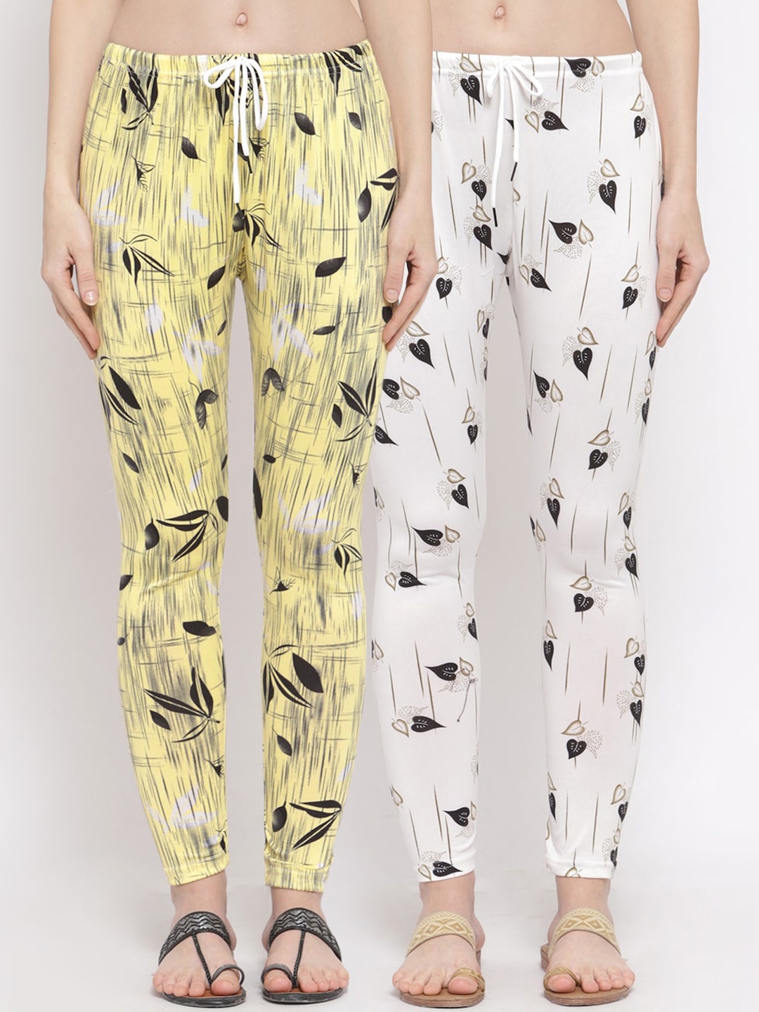 

Klotthe Women Pack of 2 Printed Legging, Yellow