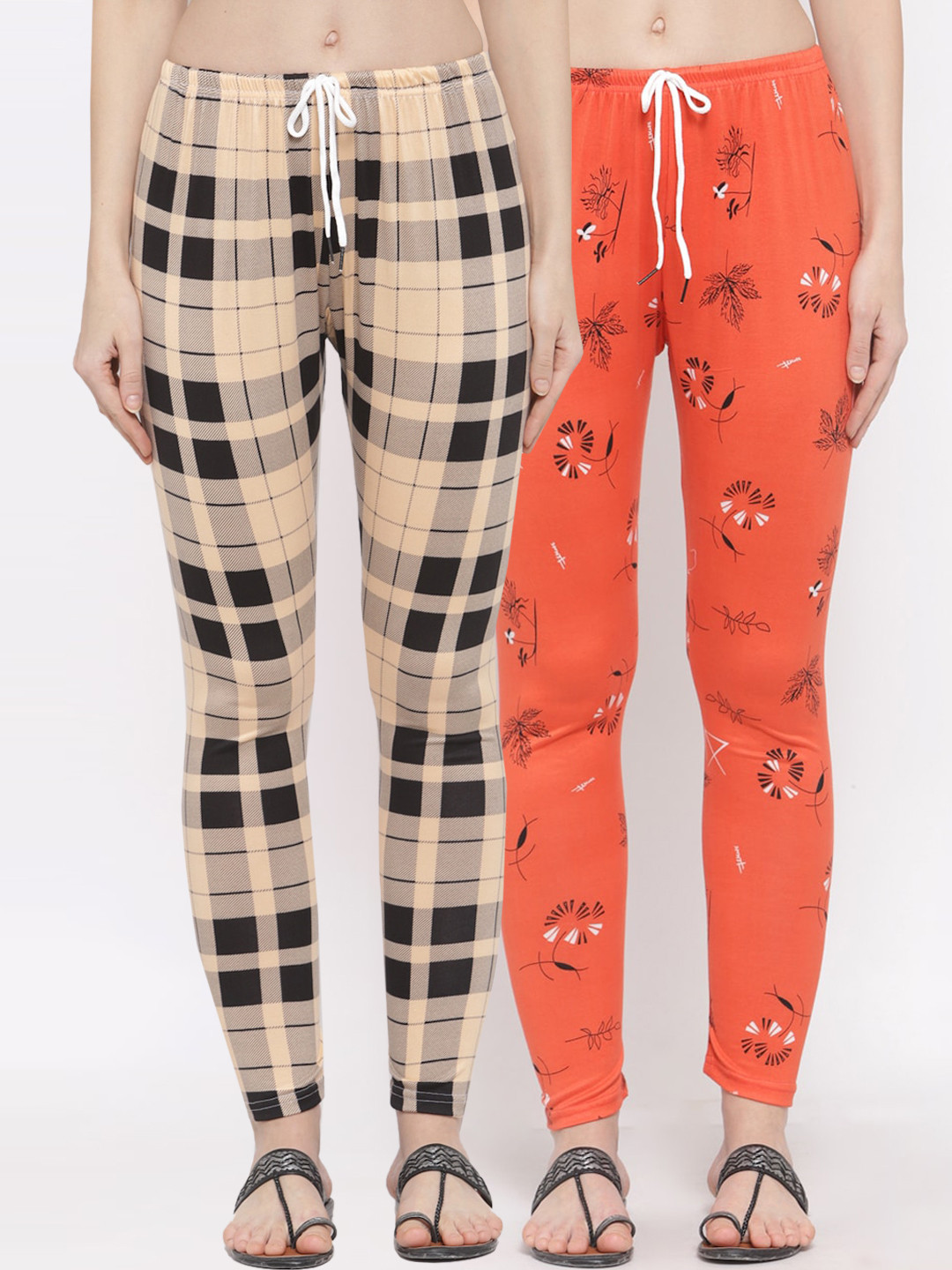 

Klotthe Women Pack of 2 Printed Legging, Orange