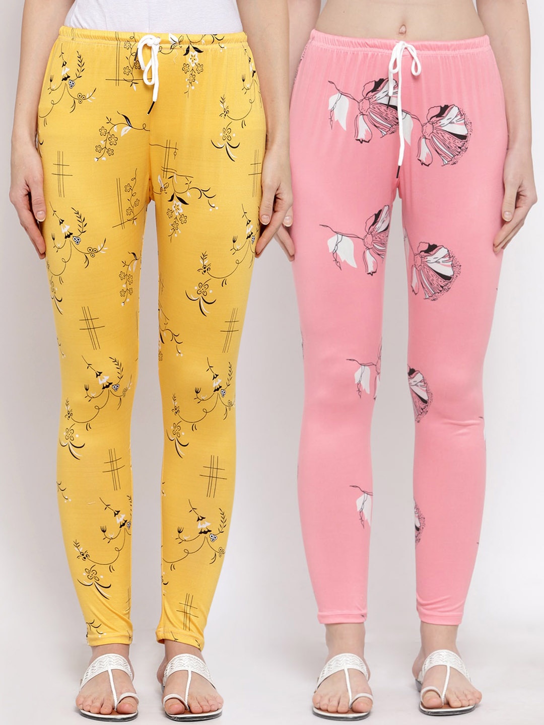 

KLOTTHE Women Pack of 2 Printed Legging, Pink