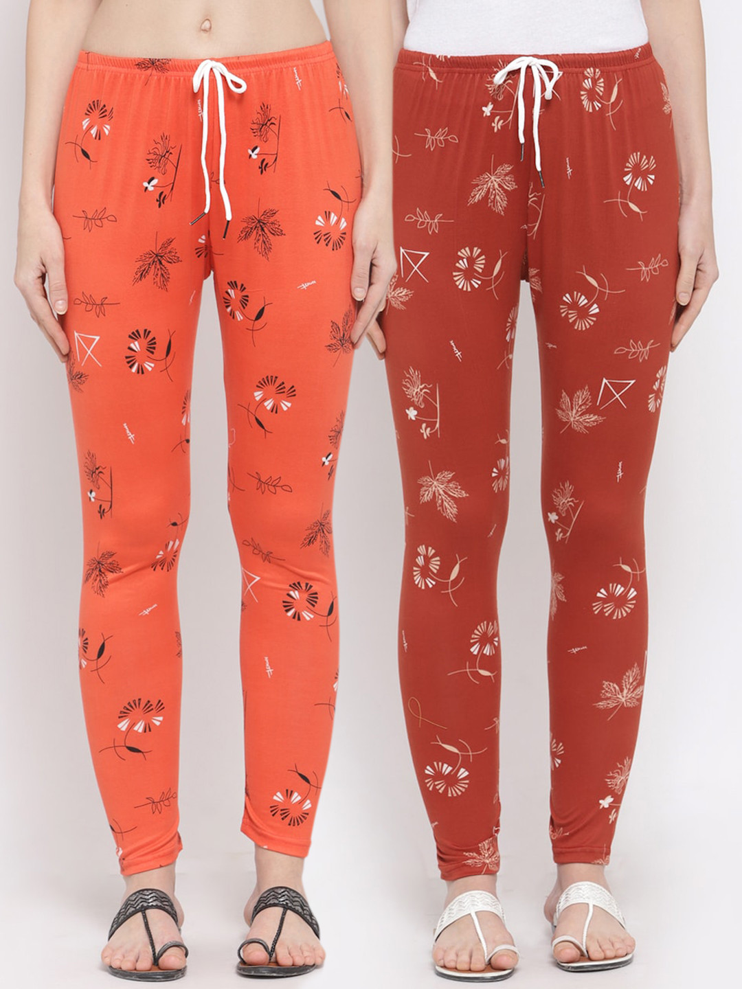 

Klotthe Women Pack of 2 Printed Legging, Orange