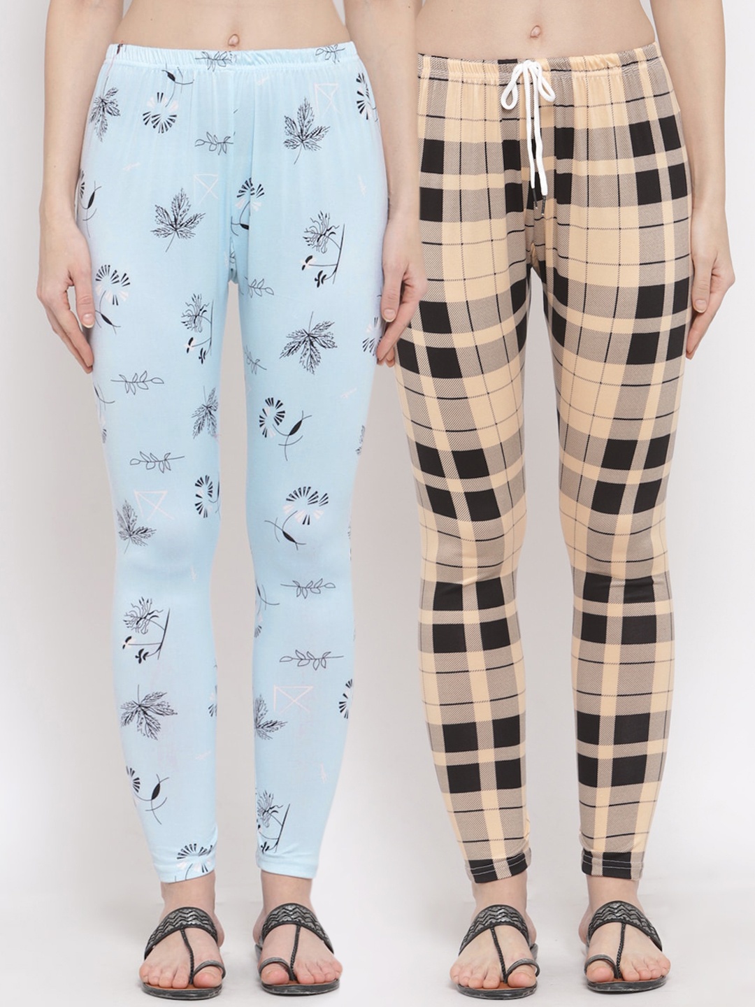 

KLOTTHE Women Pack of 2 Printed Leggings, Blue