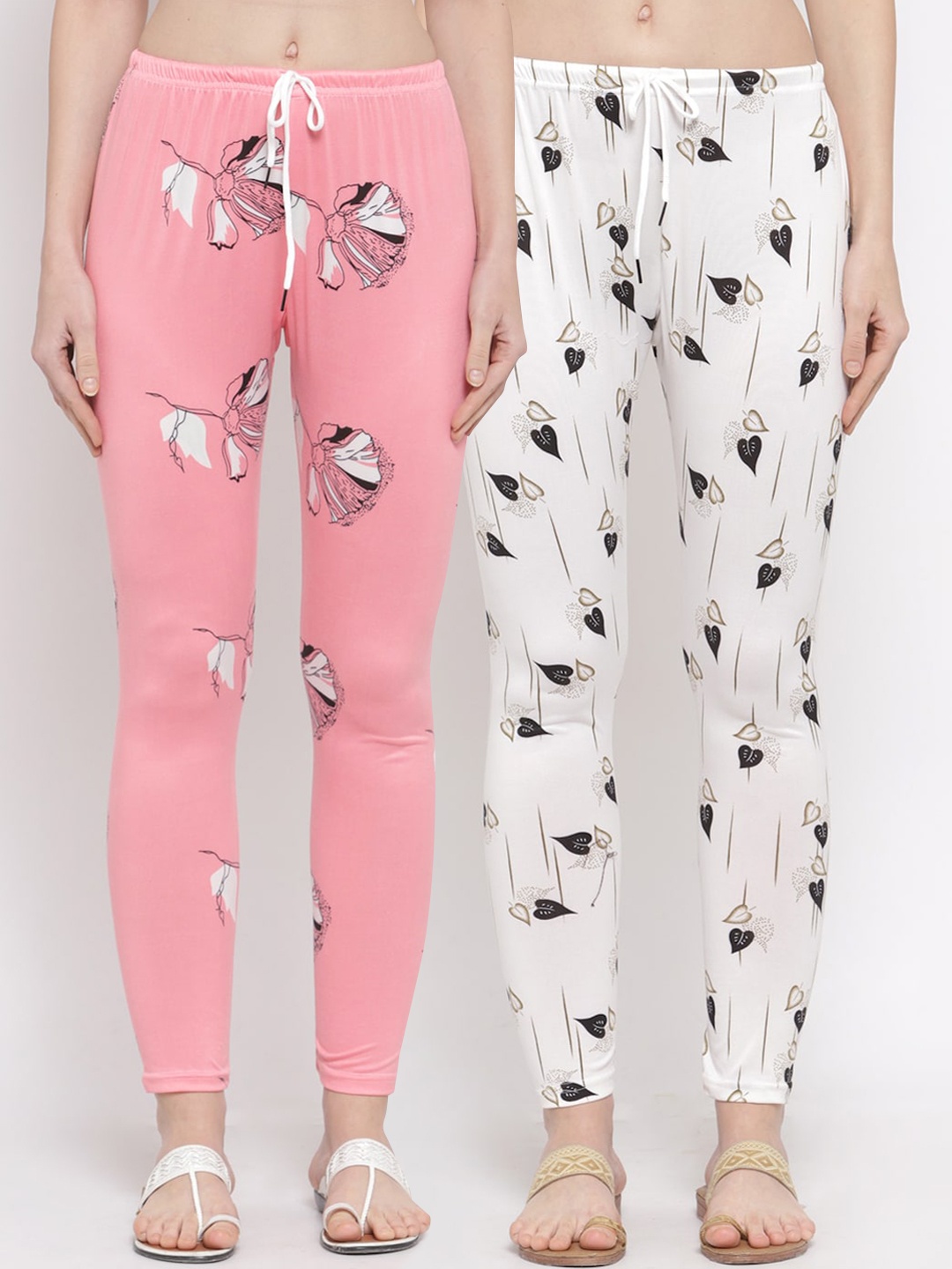 

KLOTTHE Women Pack of 2 Printed Leggings, Pink
