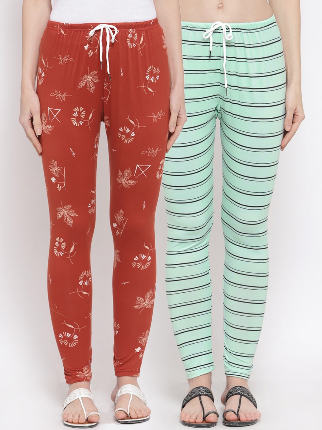 

KLOTTHE Women Pack of 2 Printed Leggings, Green