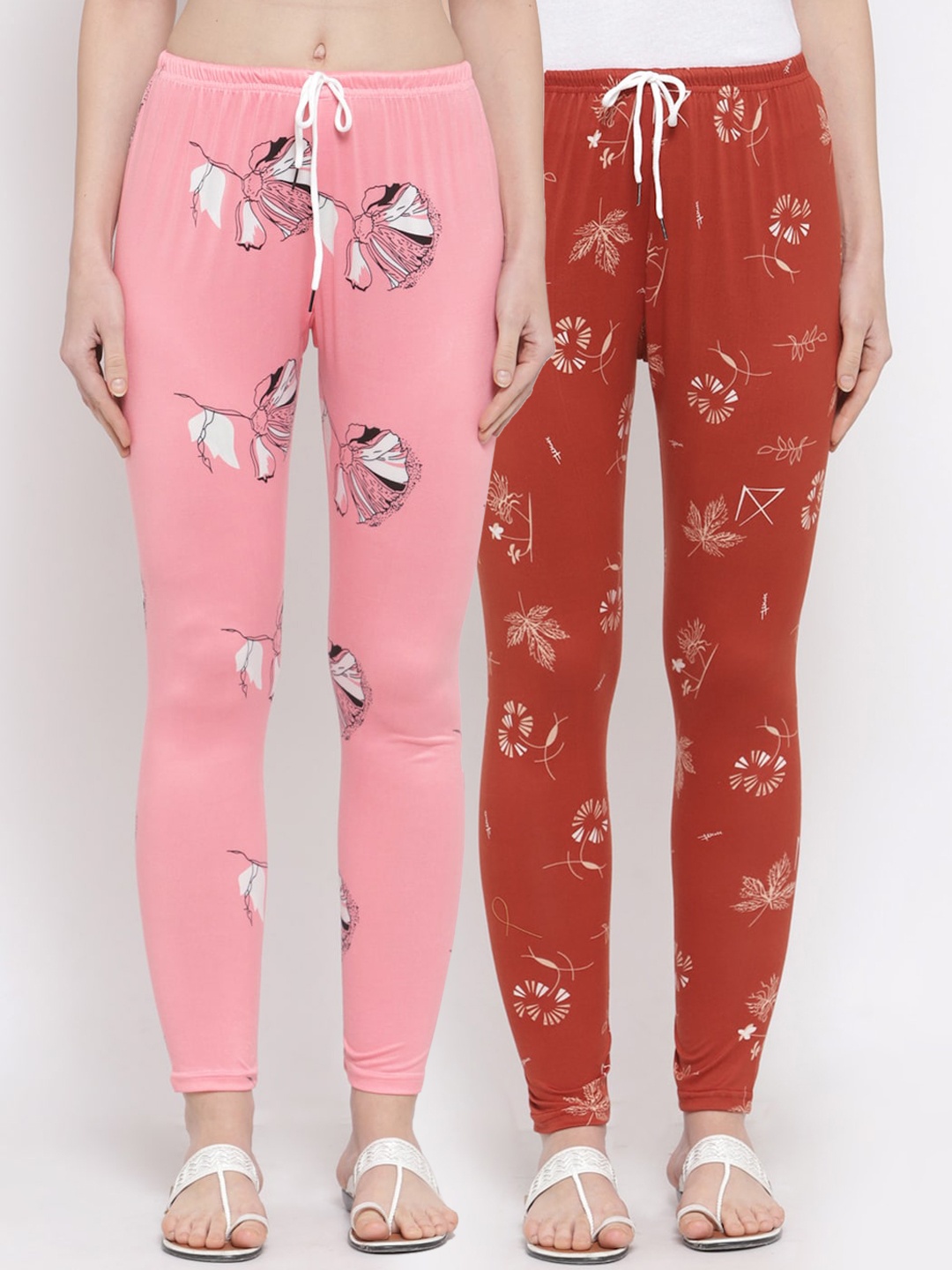 

KLOTTHE Women Pack of 2 Printed Legging, Red