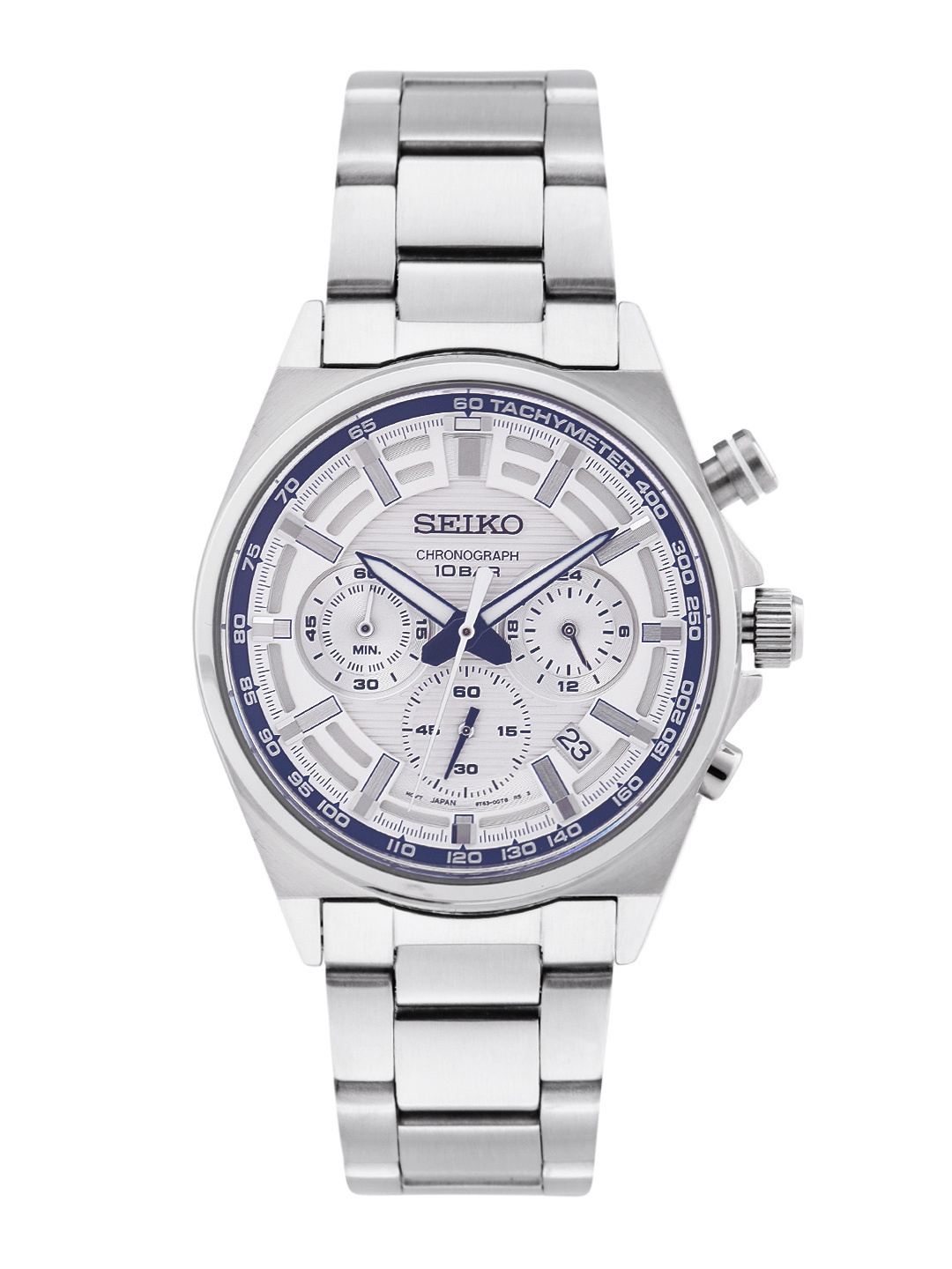 

SEIKO Men White Patterned Dial & Silver Toned Stainless Steel Analogue Watch - SSB395P1