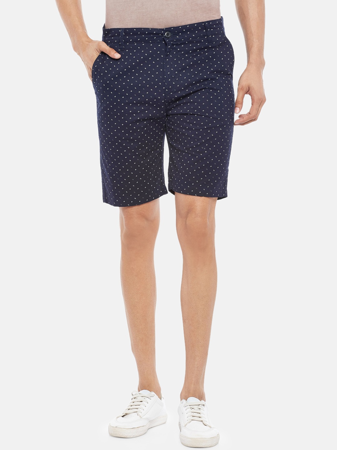 

People Men Navy Blue Printed Regular Shorts