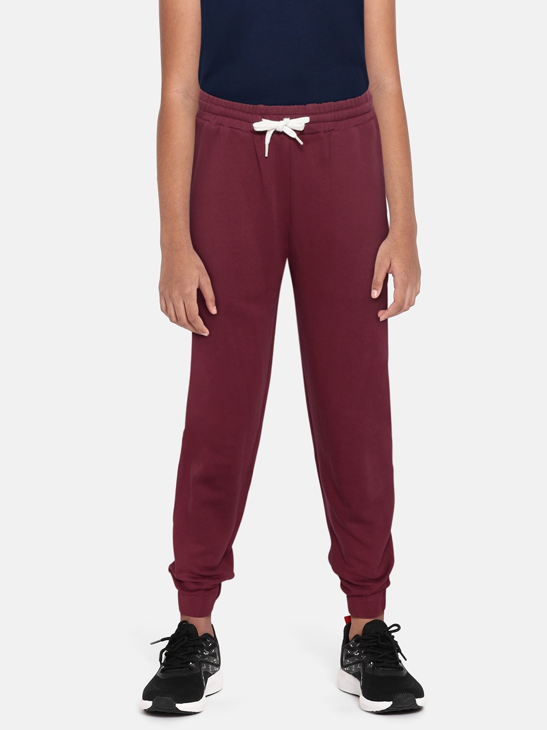 

luyk Girls Maroon High-Rise Pleated Joggers Trousers