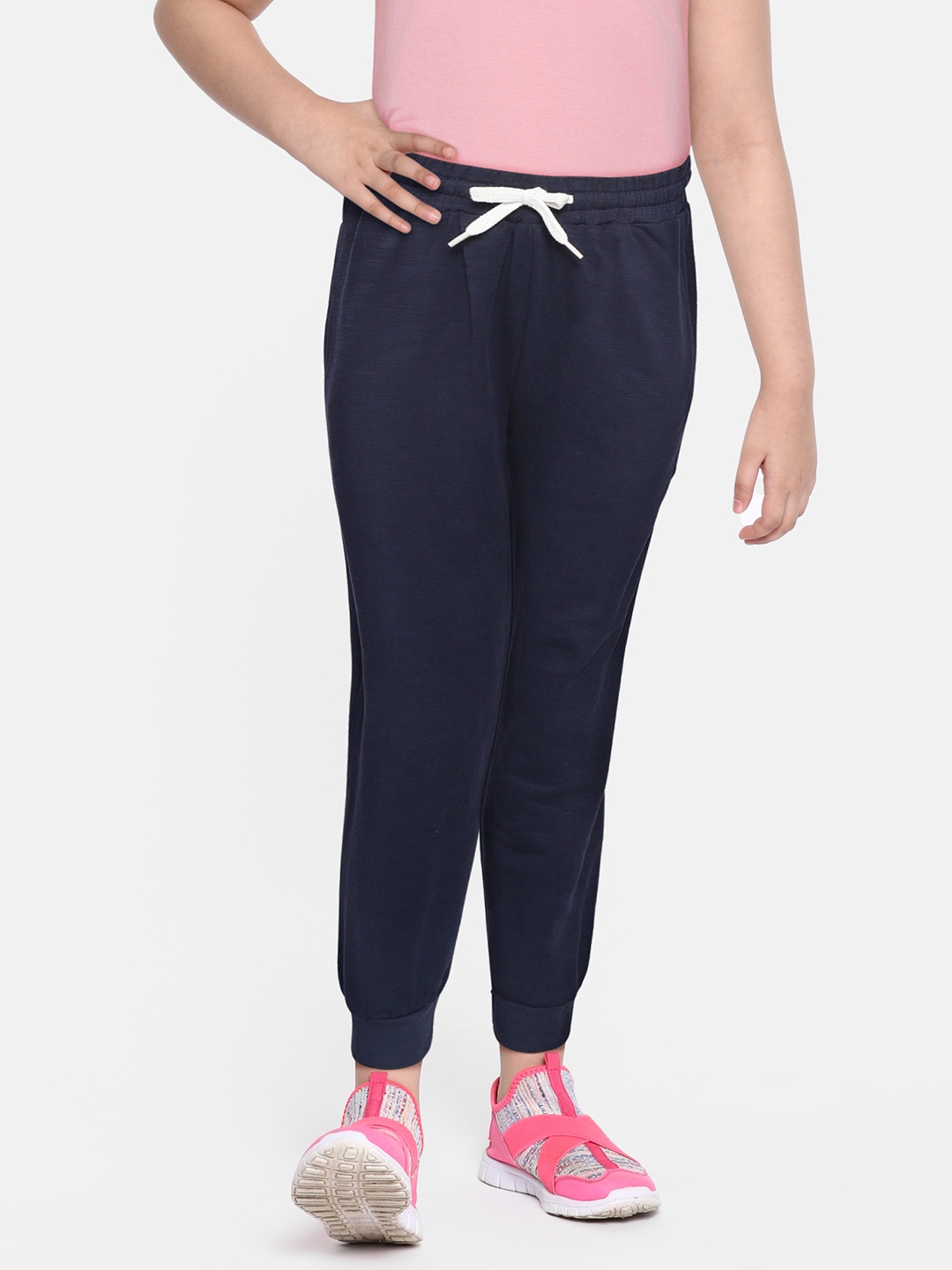 

luyk Girls Navy Blue High-Rise Trousers