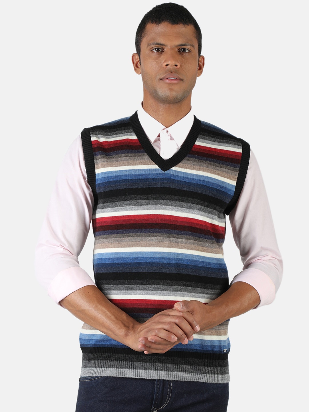 

Monte Carlo Men Multicoloured Striped Sweater Vest, Multi