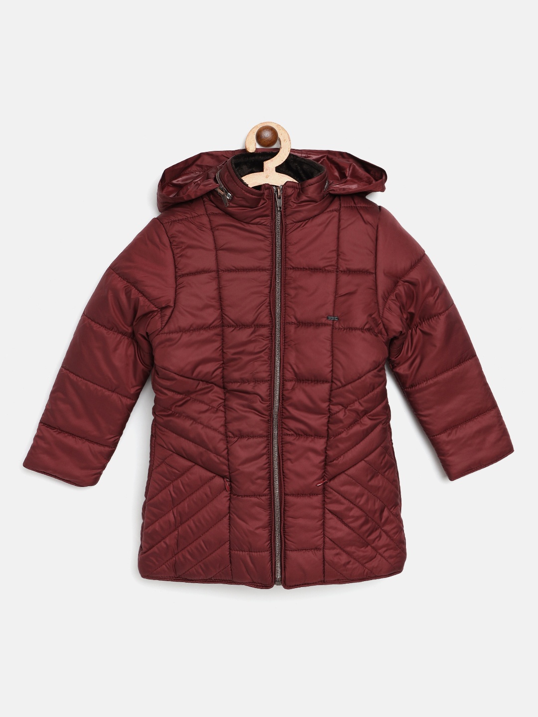 

Okane Girls Burgundy Solid Padded Jacket with Concealed Hood