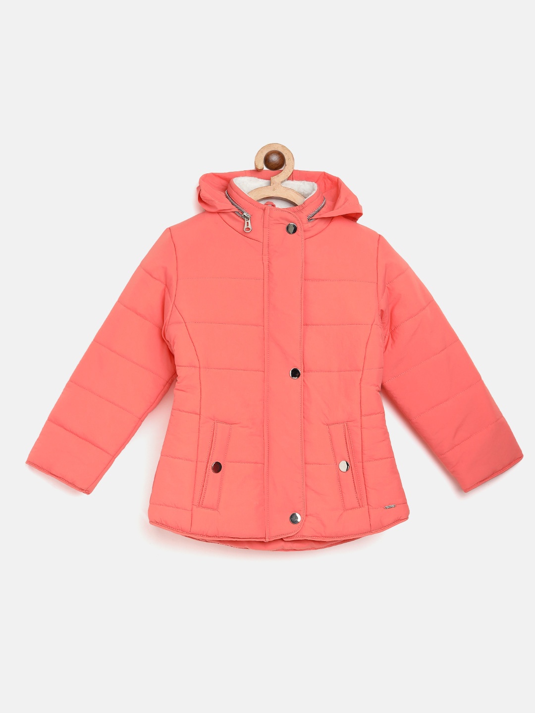 

Okane Girls Coral Pink Hooded Padded Jacket