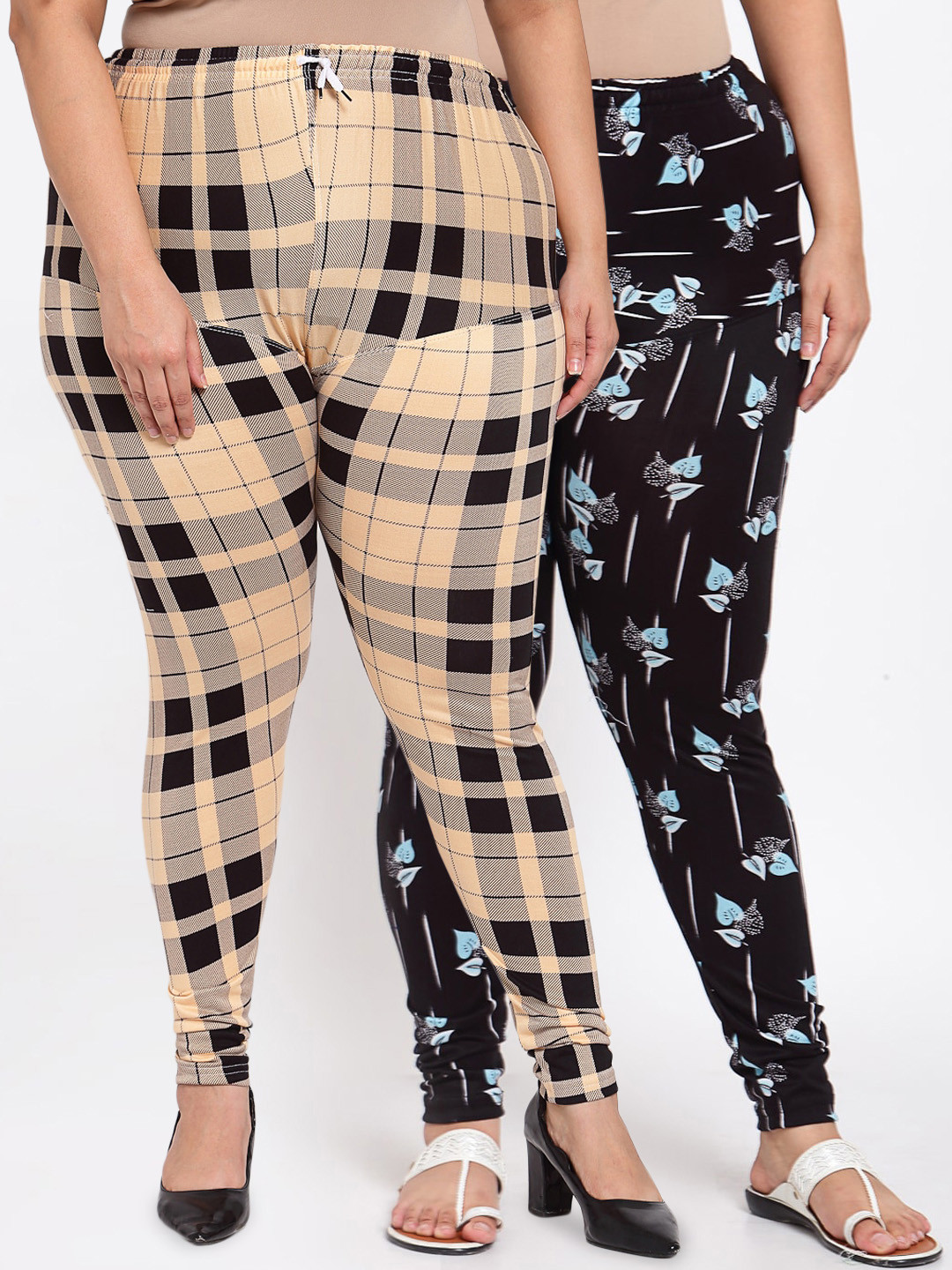 

KLOTTHE Women Plus Size Set of 2 Printed Leggings, Multi