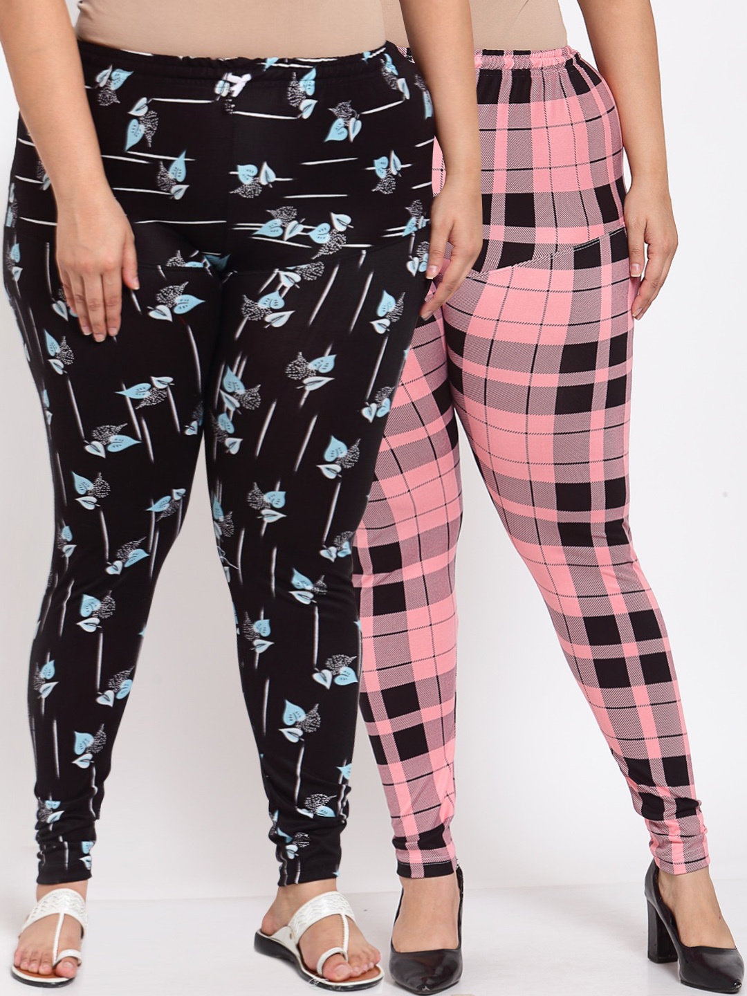 

Klotthe Women Set of 2 Printed Plus Size Leggings, Black