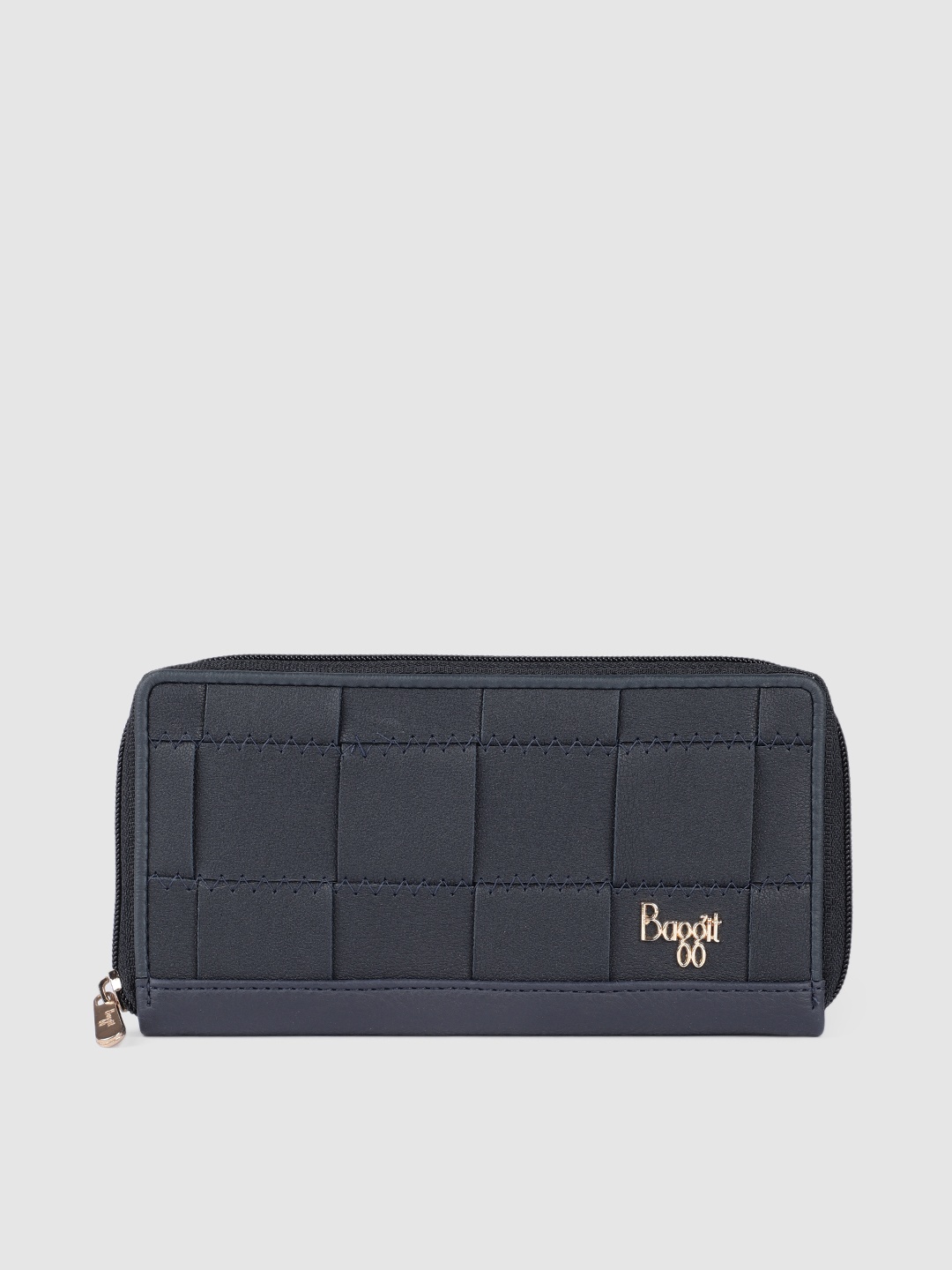 

Baggit Women Navy Blue Solid Applique Synthetic Zip Around Wallet