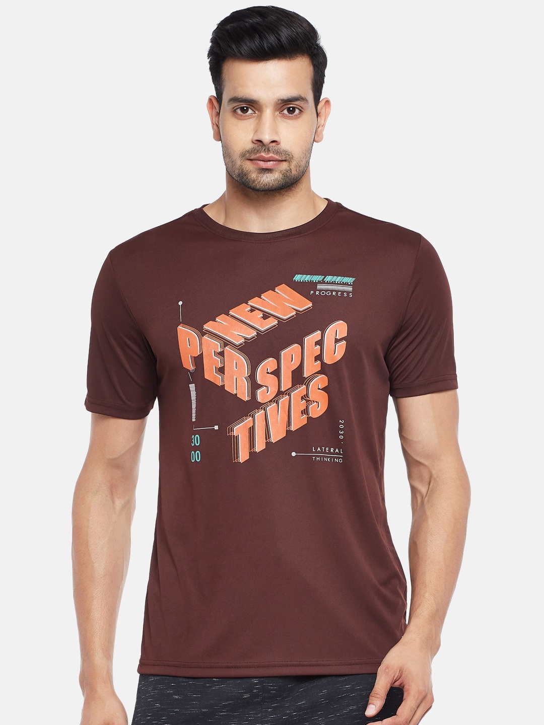 

Ajile by Pantaloons Men Red & Orange Printed Slim Fit T-shirt