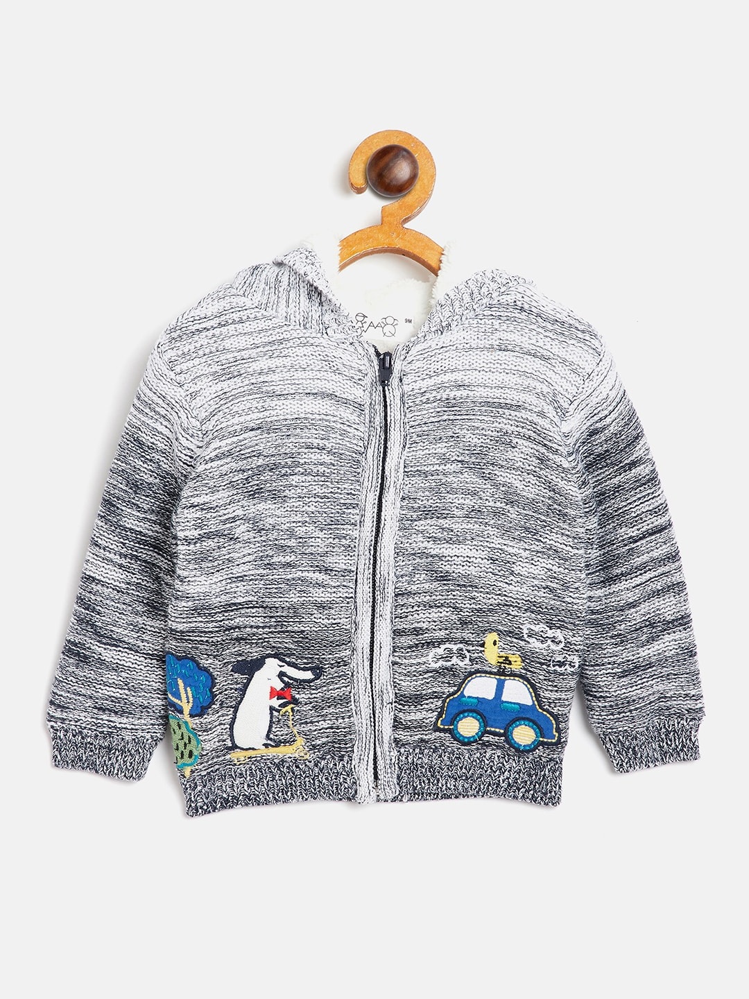 

JWAAQ Boys Grey & White Embroidered Pullover with Zip Detail