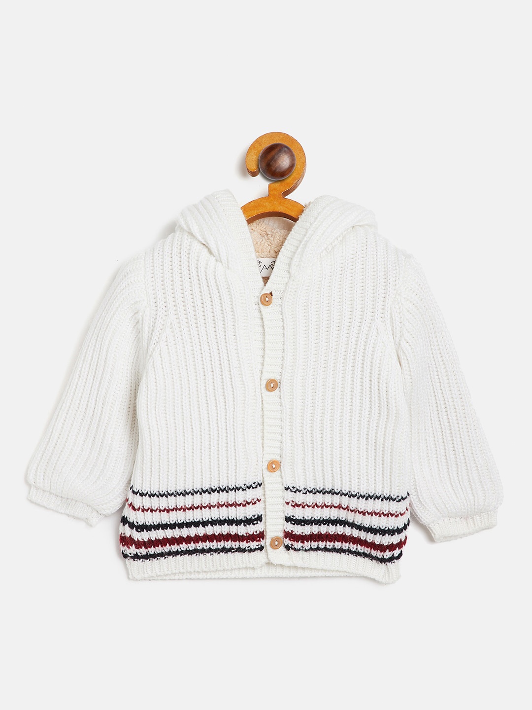 

JWAAQ Unisex Kids White & Black Cable Knit Printed Pullover