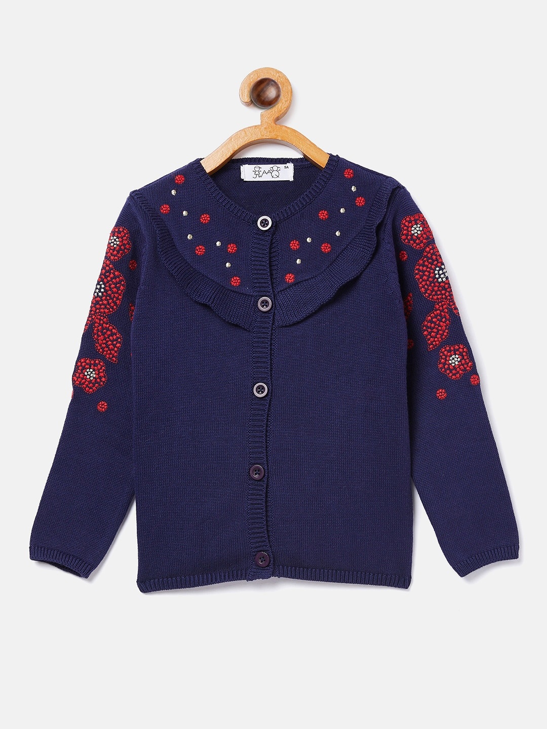 

JWAAQ Girls Navy Blue & Red Floral Pullover