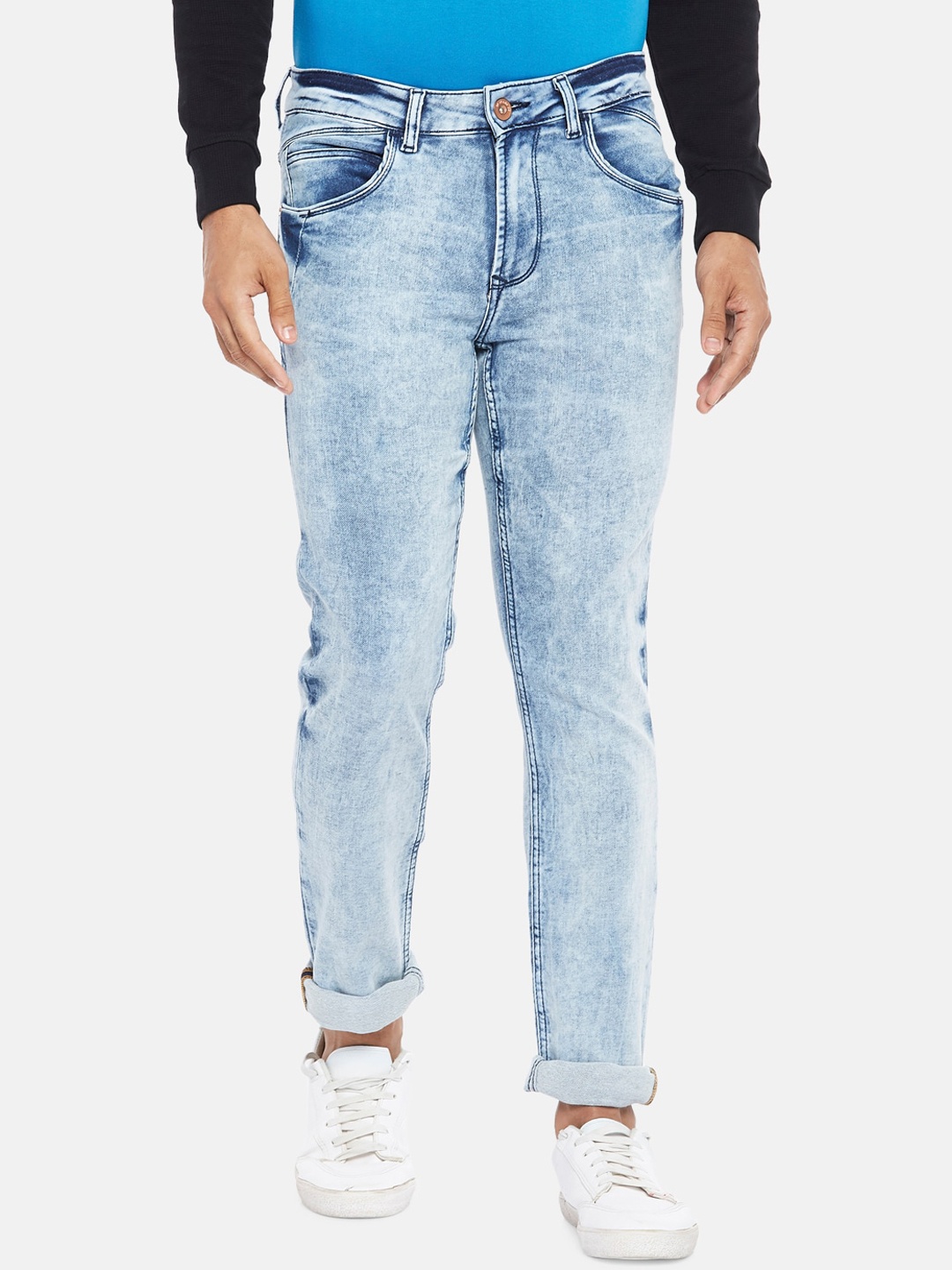 

SF JEANS by Pantaloons Men Blue Slim Fit Low-Rise Heavy Fade Jeans