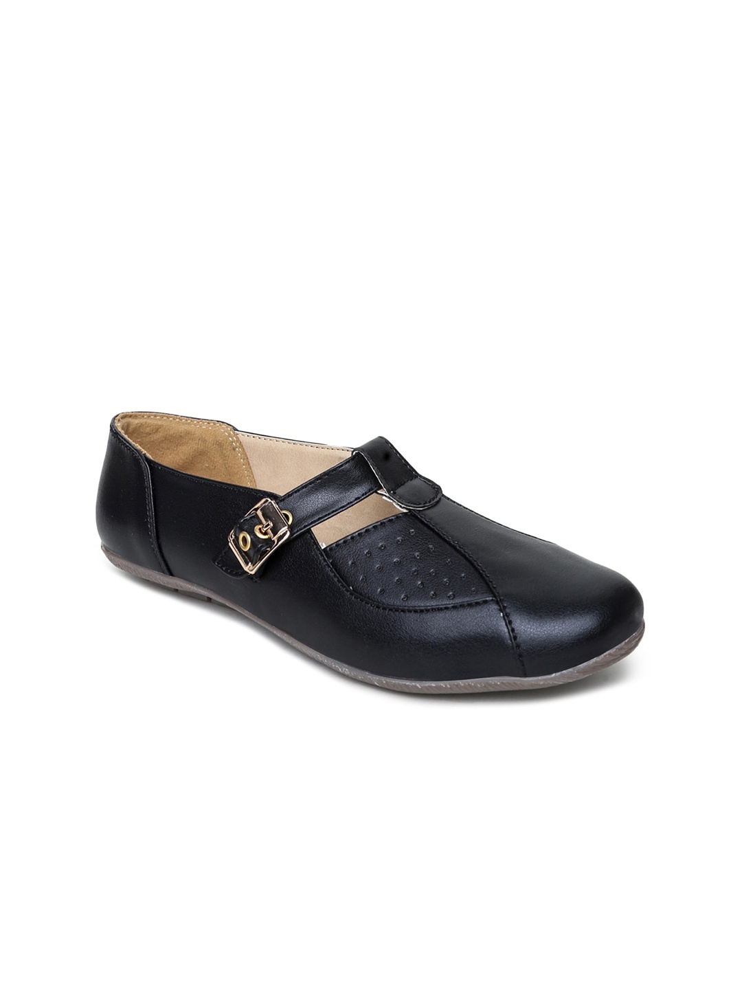 

VALIOSAA Women Black Ballerinas with Buckles Flats