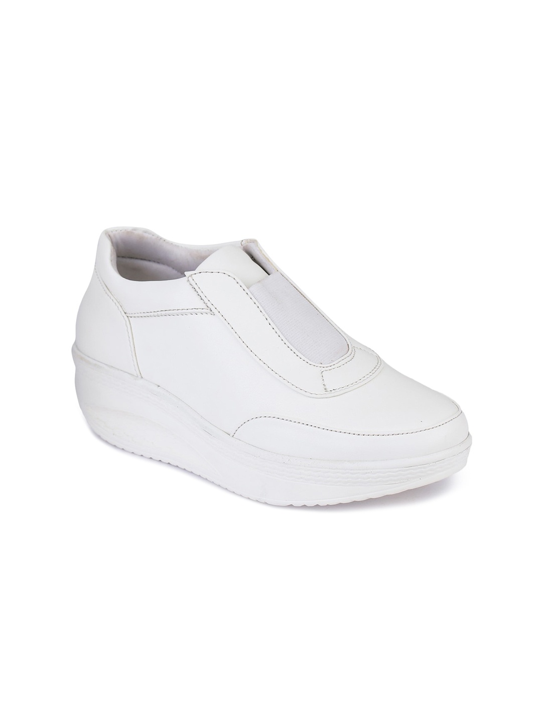 

VALIOSAA Women White Slip-On Sneakers