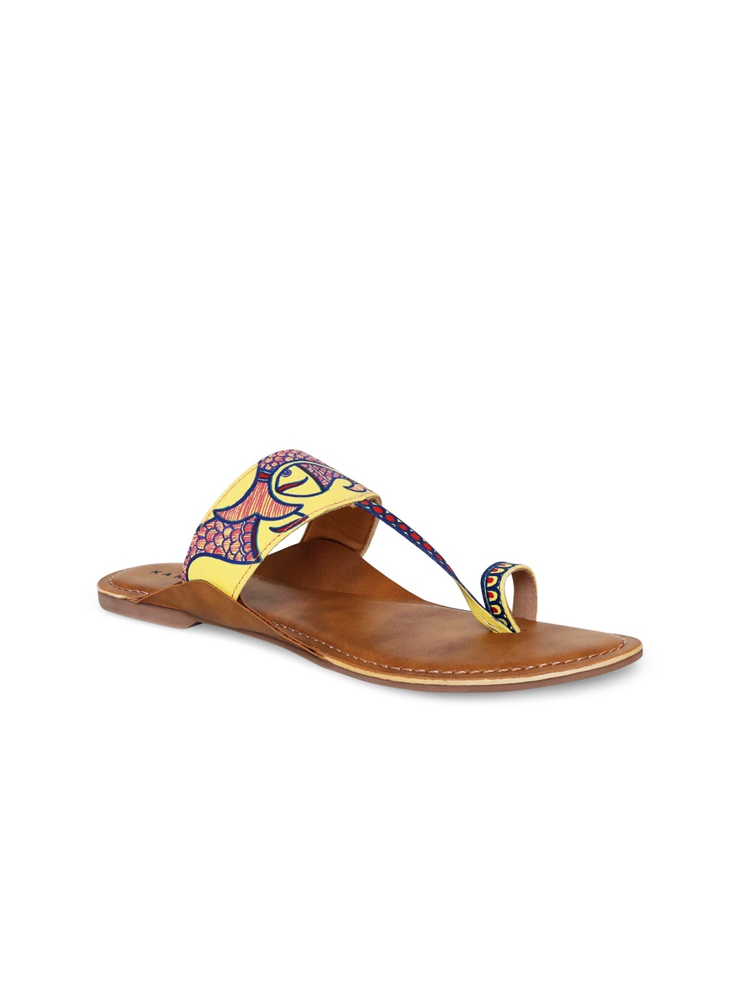 

Kanvas Women Yellow Kolhapuri One Toe Flats