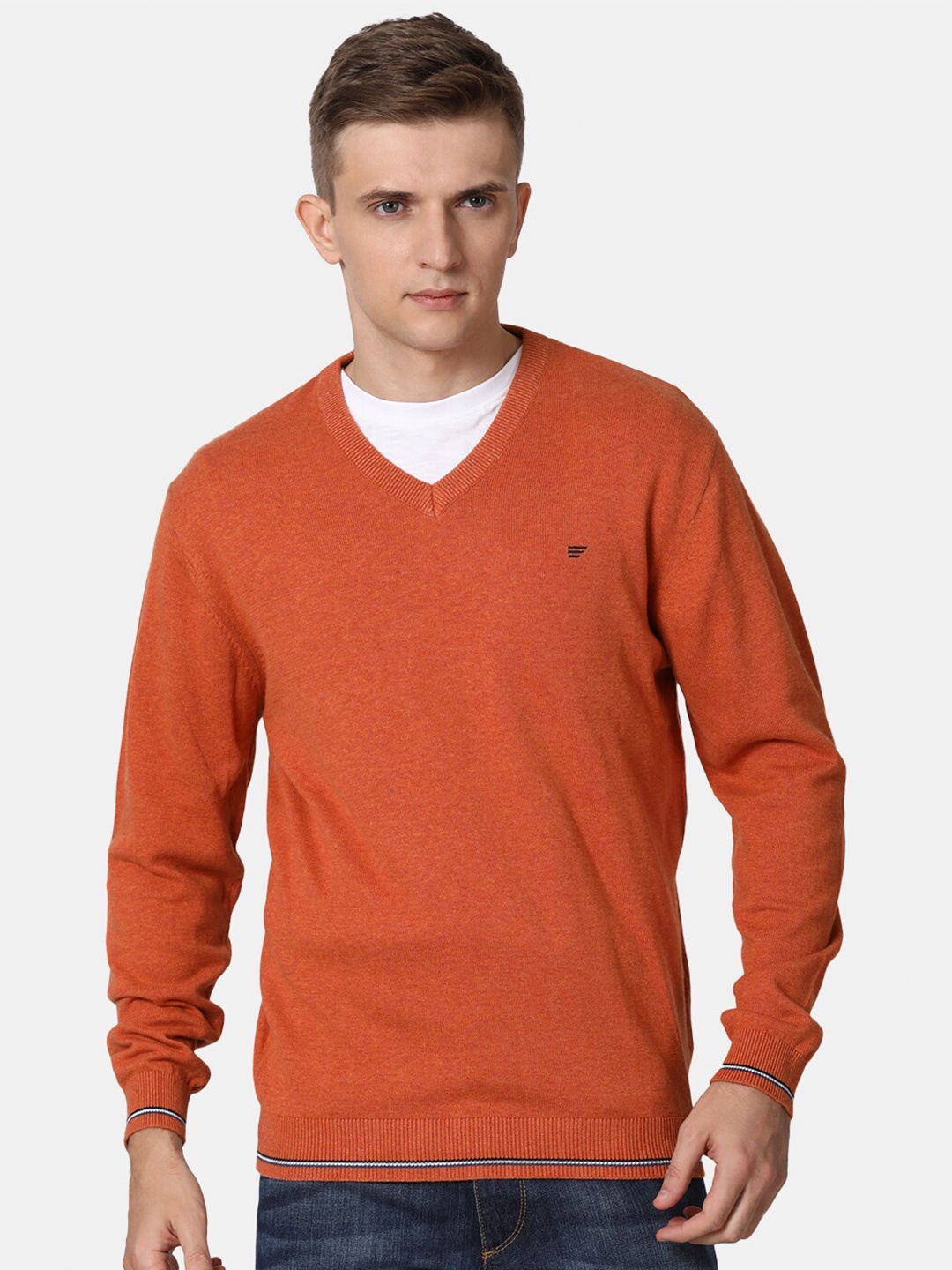 

t-base Men Rust Solid Cotton Pullover