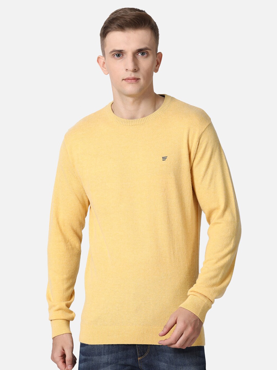 

t-base Men Yellow Solid Cotton Pullover