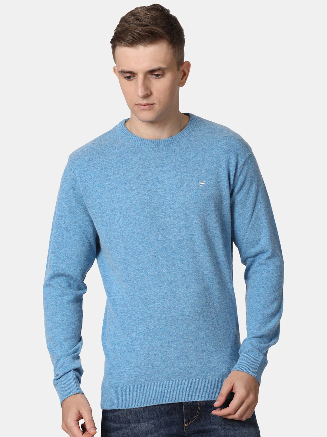 

t-base Men Blue Solid Woolen Pullover